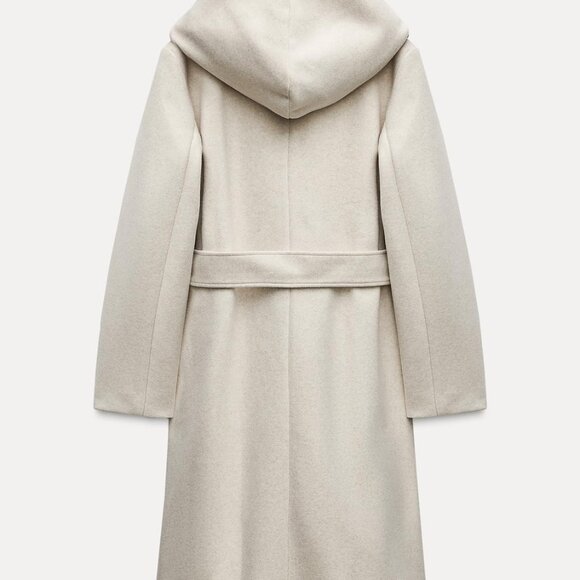NWT ZARA BELTED SOFT HOODED COAT XL - Picture 2 of 5